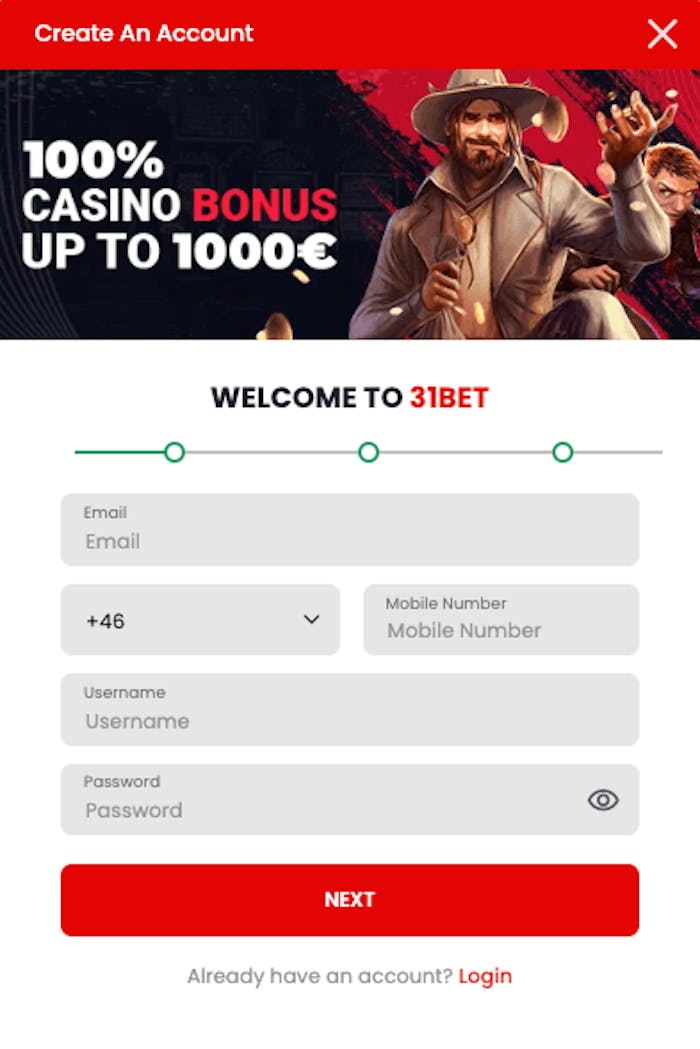 Hur man blir medlem hos 31Bet
