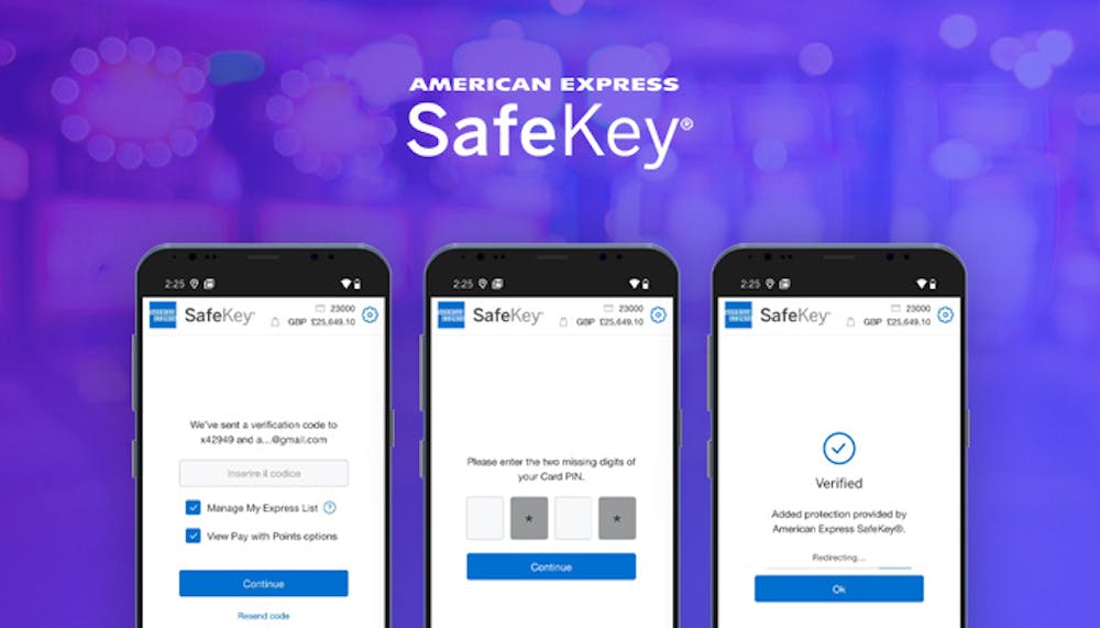 En bild som visar säkerhetsfunktionen SafeKey. Den bidrar till den höga säkerheten när du spelar på ett casino med American Express.