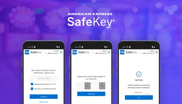 En bild som visar säkerhetsfunktionen SafeKey. Den bidrar till den höga säkerheten när du spelar på ett casino med American Express.
