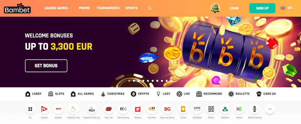 Startsidan hos Bambet Casino