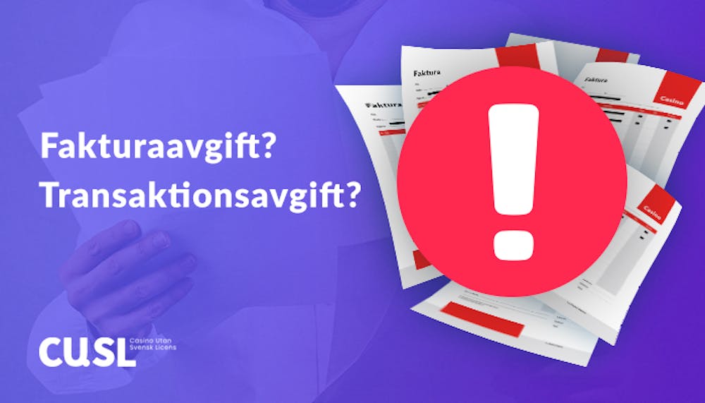 I bilden ställs frågan om du måste betala någon fakturaavgift eller transaktionsavgift när du spelar på utländska casino med faktura. 