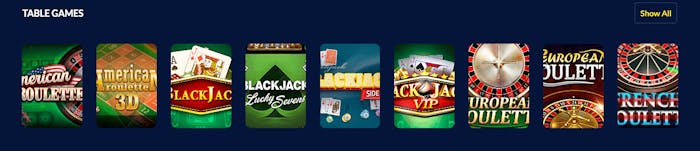 Utbudet av bordsspel är litet men kvalitativt på Betfoxx. Spela european roulette, american roulette och french roulette. Här finns även olika blackjack-spel.