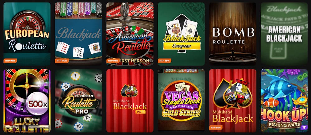 Spela European Roulette, American Blackjack, Bomb Roulette och en mängd andra bordsspel på Betify Casino.