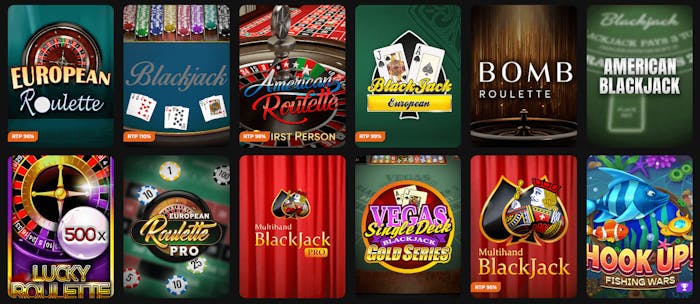 Spela European Roulette, American Blackjack, Bomb Roulette och en mängd andra bordsspel på Betify Casino.