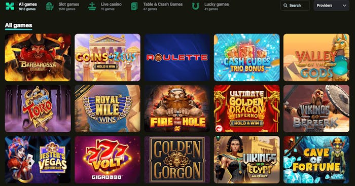 I Betrix utbud finns slots, bordsspel, jackpottar och live casino. Bland annat finns titlar som Coins of Zeus, Valley of the Gods and Fire in the Hole.