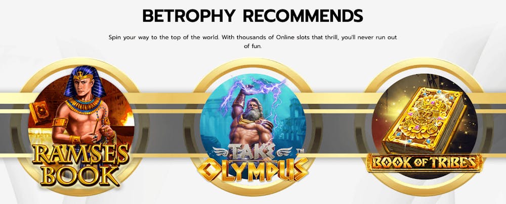 Betrophy Casino rekommenderar slots som Ramses Book och Book of Tribes 