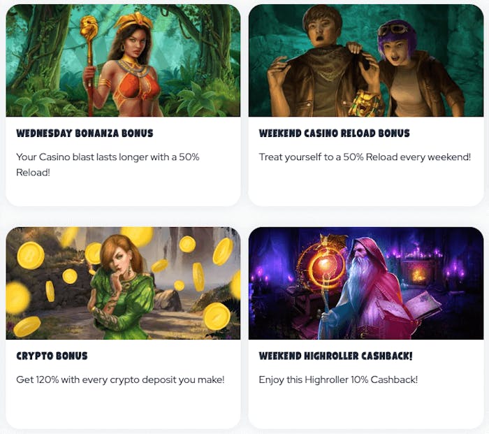 Ta del av olika bonuserbjudanden hos Betsolino. Här finns bland annat kryptobonus och reload bonusar.