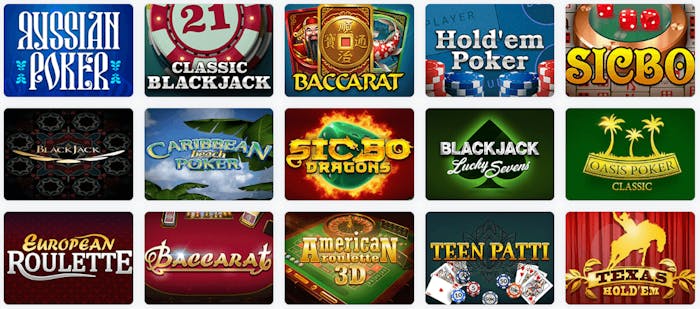 Spännande titlar som Sic Bo Dragons och Hold'em Poker finns i Betsolinos utbud av bordsspel.