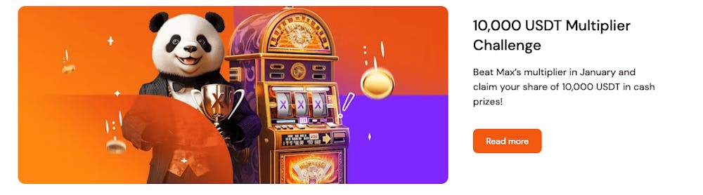 Bland Bitcasinos bonusar just nu finns en 10 000 USDT Multiplier Challenge.