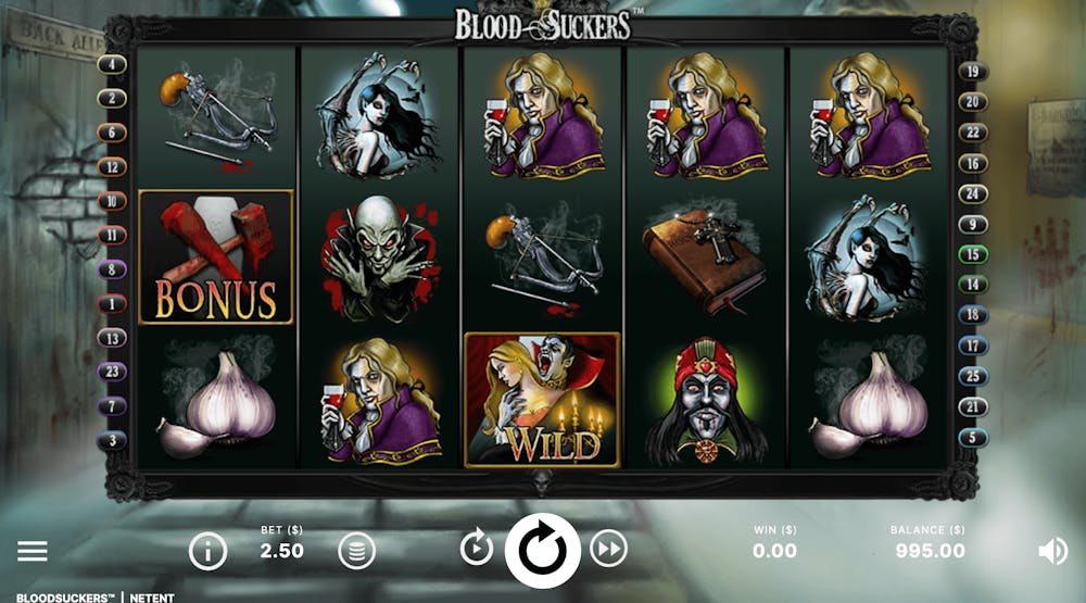 Screenshot på gameplay av Blood Suckers slot.