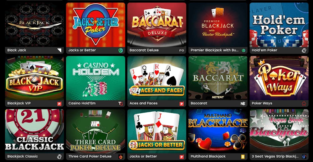 Examples of available table games at casinos without a Swedish gaming license