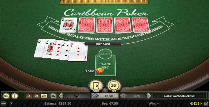 En spelrunda av Caribbean poker