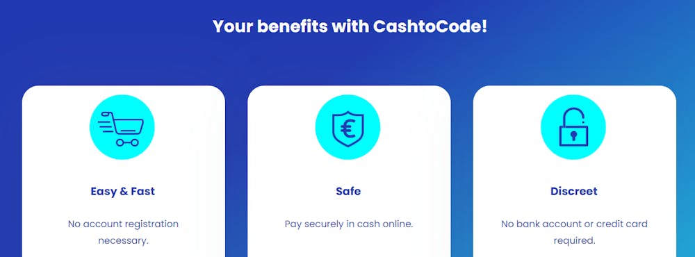 Fördelarna med att spela på ett casino med CashtoCode är listade: Det är användarvänligt, säkert och diskret.