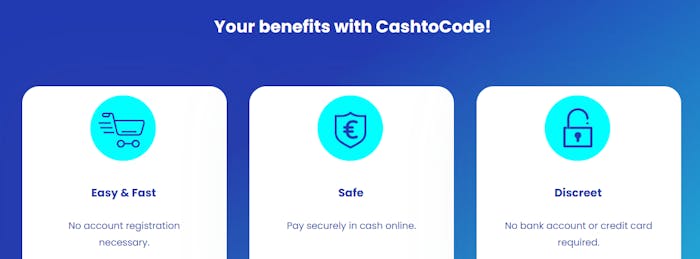 Fördelarna med att spela på ett casino med CashtoCode är listade: Det är användarvänligt, säkert och diskret.