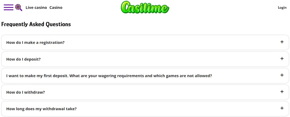 Casilime Casinos FAQ.