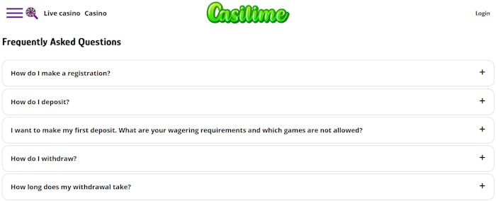 Casilime Casinos FAQ.