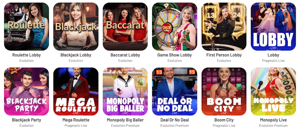 Utbud av livespel på Casineia Casino