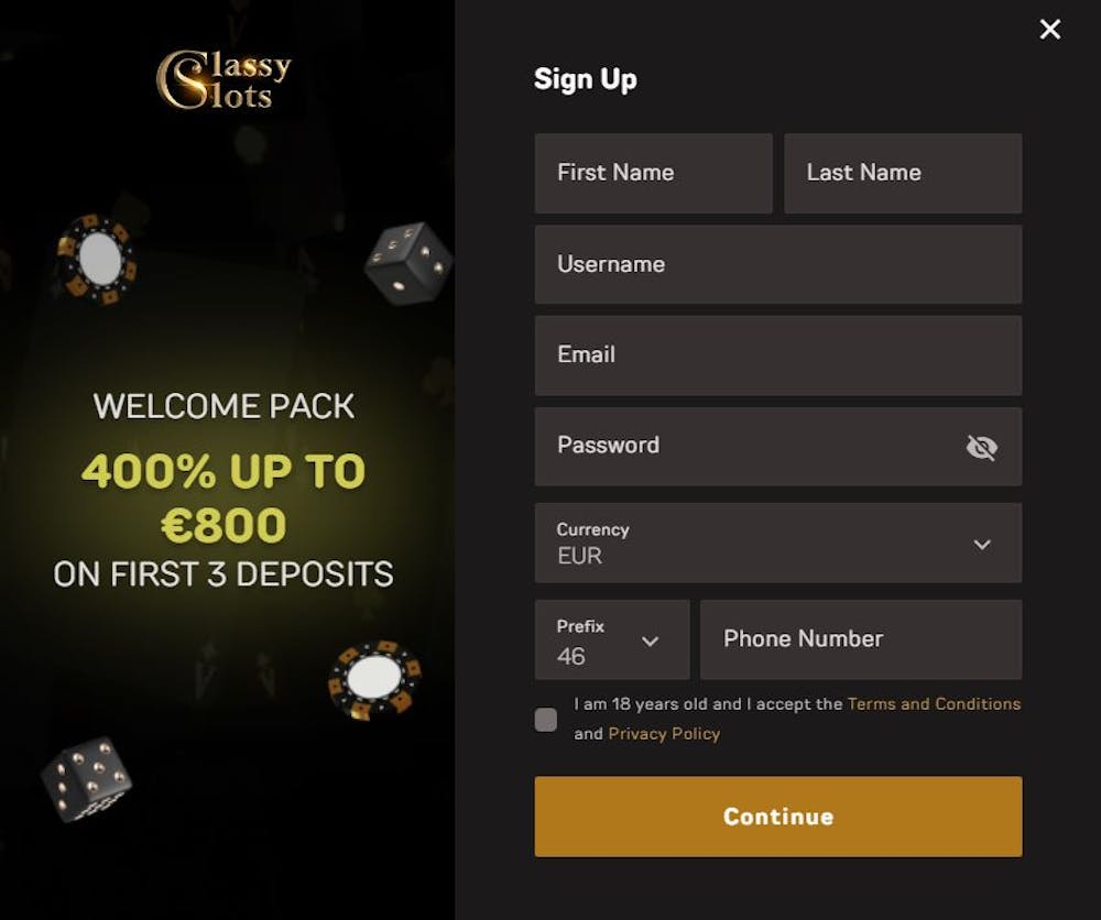 classy slots casino registrerningssida