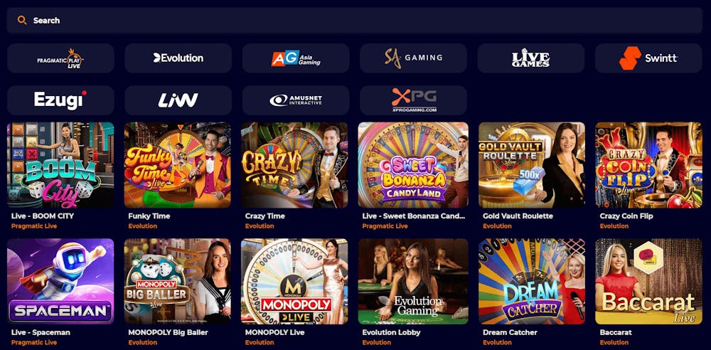 Live casino hos CosmicSlot Casino