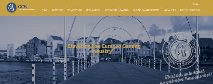 Hemsidan hos Curaçao Gaming Control Board. Det är myndigheten som reglerar Curaçao-casinon.