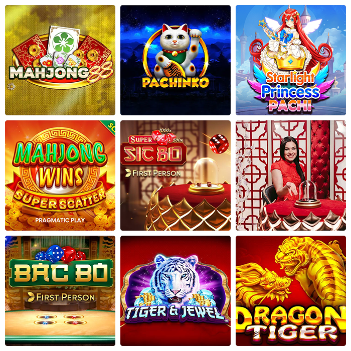 Exempel på andra spel, så som Pachinko, Mahjong och Sic Bo.