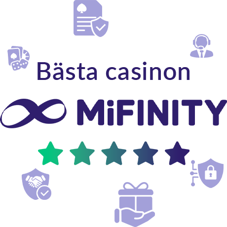 Stjärnor, symboler och texten Bästa casinon med MiFinity.