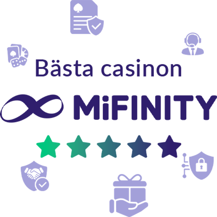 Stjärnor, symboler och texten Bästa casinon med MiFinity.