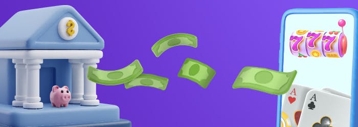 Pengar överförs från en bank till ett instant bank casino.