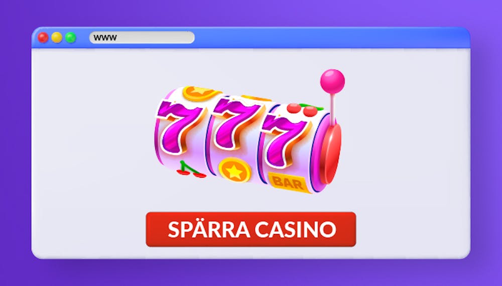 Bilden visar ett casinospel tillsammans med texten SPÄRRA CASINO