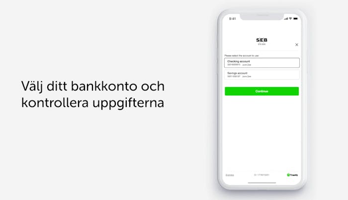En användare väljer sitt bankkonto under uttagsprocessen i sin smartphone.