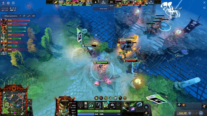 Gameplay av Dota 2 med karaktärerna som slåss.