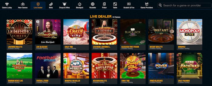 Live casino hos Dream Vegas