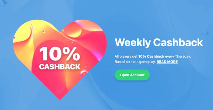 Cashback bonus på Dreamz Casino.