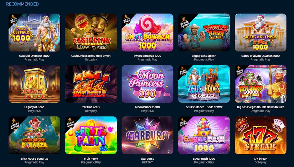 I Dynabets spelutbud finns välkända titlar som Gates of Olympus, Legacy of Dead, Sugar Rush och Starburst.