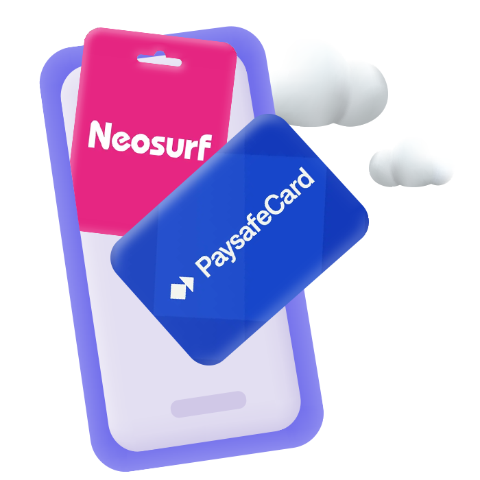 Förbetalda kort och e-kuponger som Paysafecard och Neosurf.