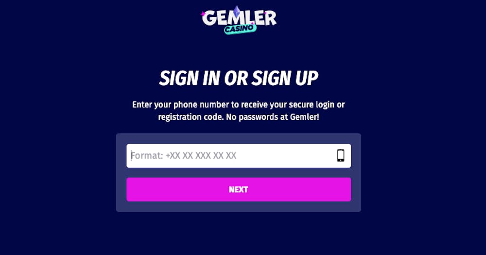 För att skapa ett konto hos Gemler Casino krävs bara ett mobilnummer. Detta påminner om ett snabbcasino.