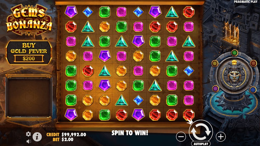 Screenshot på gameplay av Gems Bonanza slot.