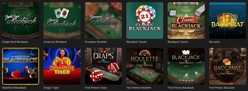 Spela storfavoriterna blackjack och roulette på GG.Bet