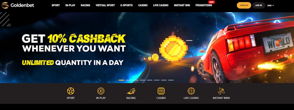 Startsidan hos Goldenbet Casino