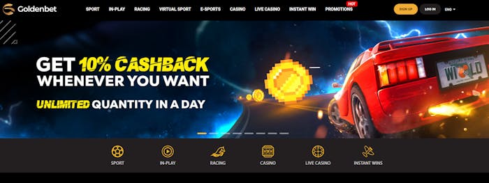 Startsidan hos Goldenbet Casino