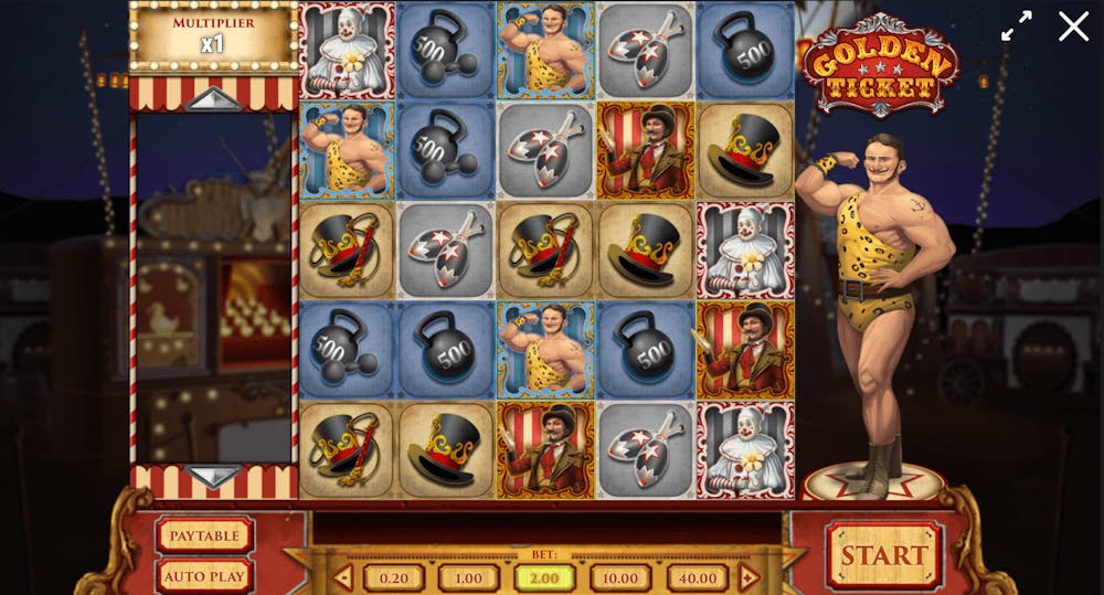 Screenshot på gameplay av Golden Ticket slot.