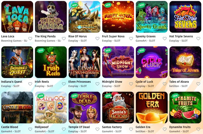 Utbudet av slots på Happy Hugo Casino