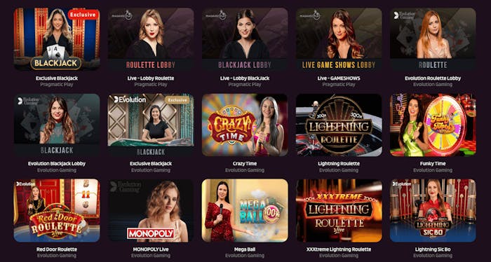 Live casinospel som Funky Time, Monopoly Live och Crazy Time finns hos HappySlots.