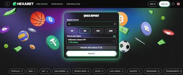 Hexabet bonus