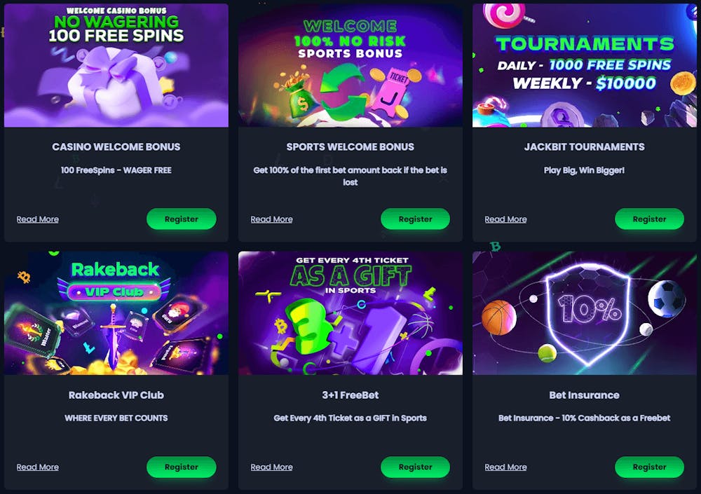 Bonuserbjudanden på Jackbit Casino.