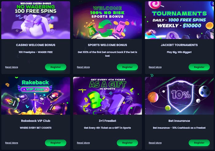 Bonuserbjudanden på Jackbit Casino.