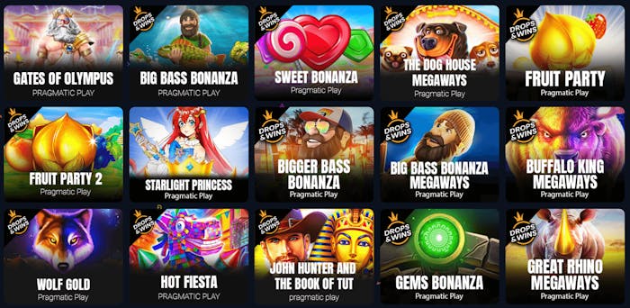 Spel på Jackbit casino som är med funktionen Drops and Wins.