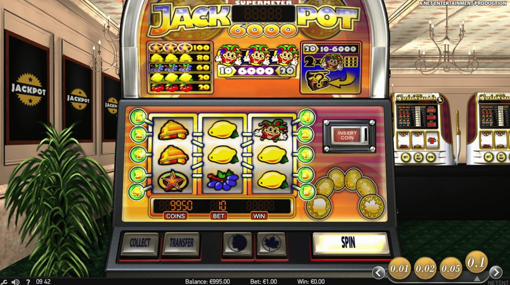 Screenshot på gameplay av Jackpot 6000 slot.