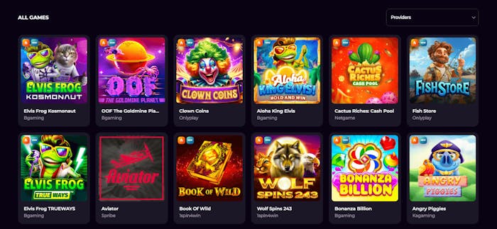 Spelutbudet hos Kosmonaut Casino rymmer video slots, bordsspel och live casino