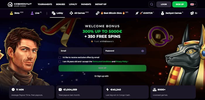 Få en överblick över vad Kosmonaut Casino har att erbjuda